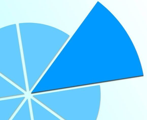 Pie chart with one blue slice separated